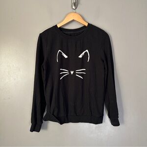 Black Cat Face Sweatshirt
